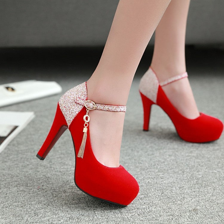 Fashion Sequined Frosted Velvet High Heels