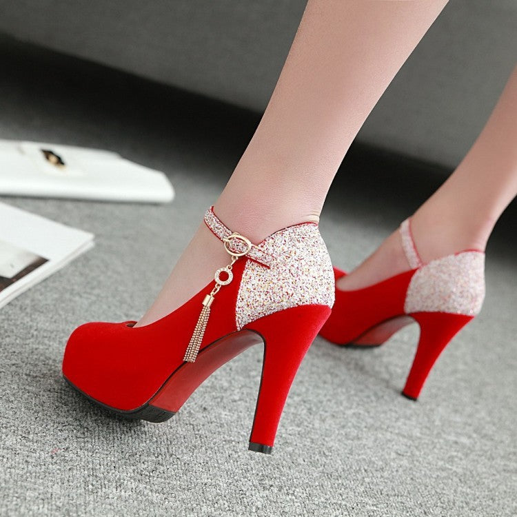 Fashion Sequined Frosted Velvet High Heels