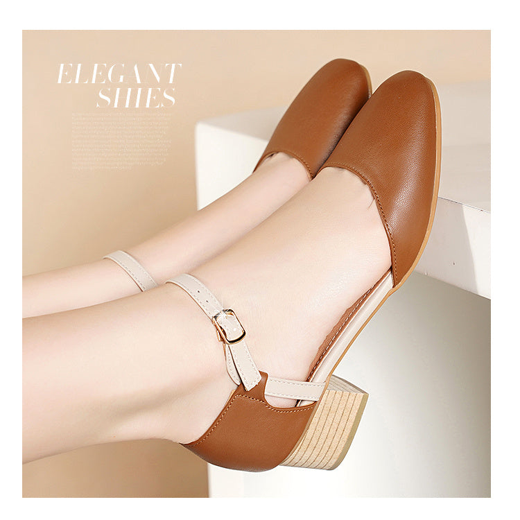 Baotou Sandals For Female Students Korean Style High Heels