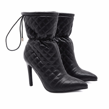 Super High Heel Pointed Toe Stiletto Sexy Short Boots Lace Up Personality Short Boots Women