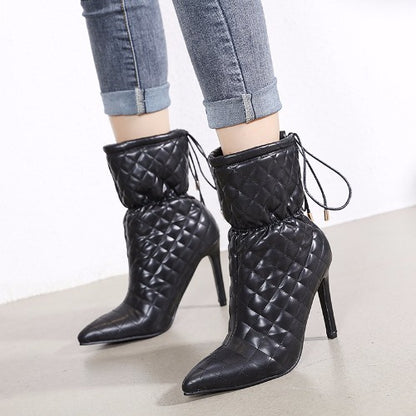 Bottes courtes sexy à talons super hauts et bout pointu pour femmes