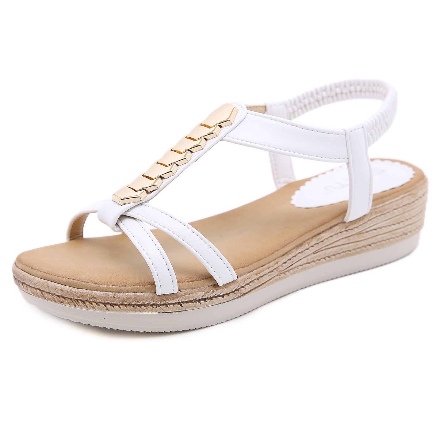 Women'S Casual Wedge Platform Metal Sandals