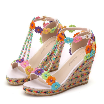 Rainbow Lace Beaded Sandals