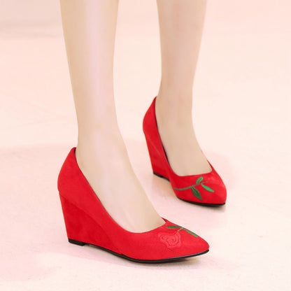 Retro Tang Suit Loafers, Wedge Heel Casual Shoes