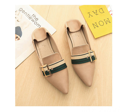 New Flat-Bottomed Women'S Shoes Pointed Toe Shallow Breathable Single Shoes All-Match Small Leather Shoes