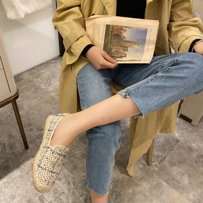 New Korean Style Fashion Thick-Soled Fisherman Shoes Flat-Soled Rivets And Twine Women'S Single Shoes