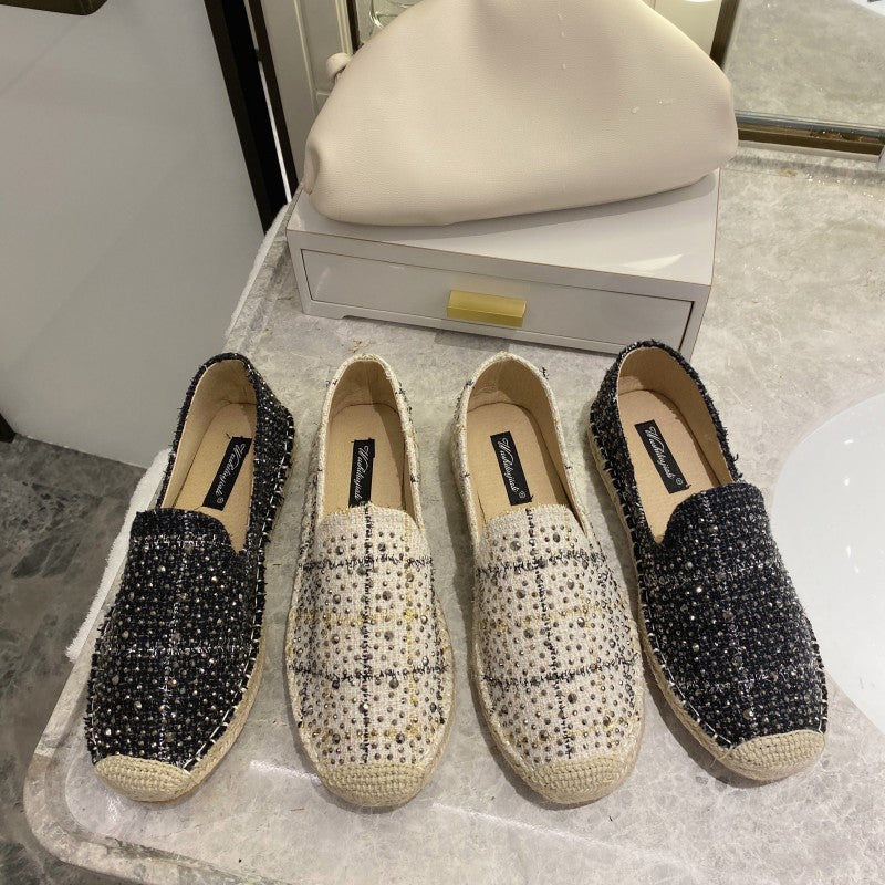 New Korean Style Fashion Thick-Soled Fisherman Shoes Flat-Soled Rivets And Twine Women'S Single Shoes