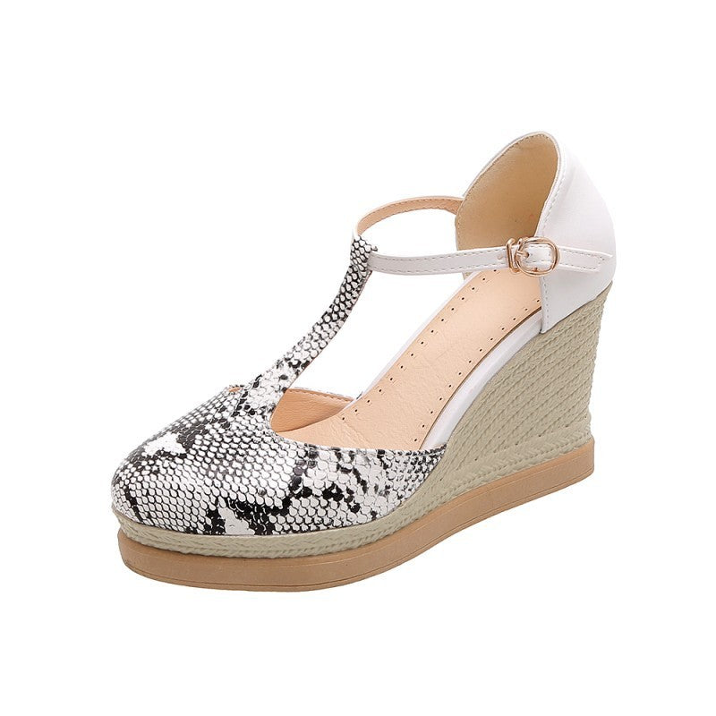 Printemps et été nouveau style coréen imprimé serpent chaussures simples femmes imperméables