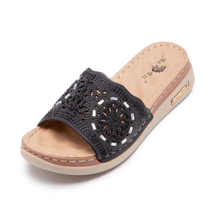 New Cross Border Slippers For Women To Wear Fashion Casual Rhinestone Clearance Hollow Out European And American Women'S Sandals