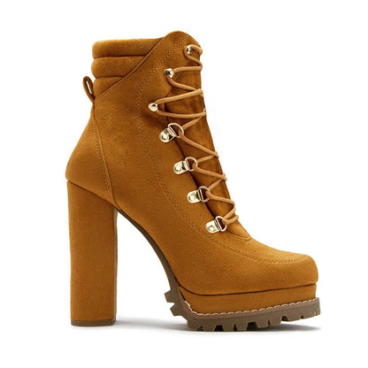 Autumn And Winter New Products European And American Style Ultra-High-Heeled Rivet Waterproof Platform Ladies Short Boots