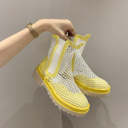 Summer Thin New Breathable Fishing Mesh Hollow Platform Sandals