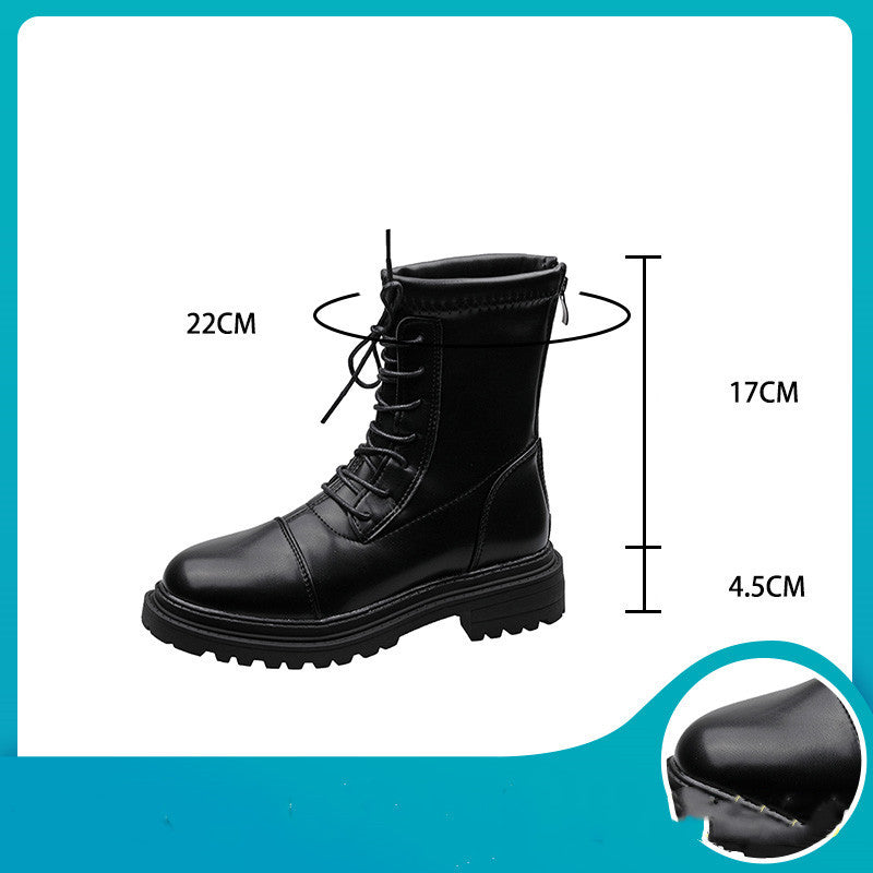 Leather Martin Boots Summer Thin New British Style Breathable Mesh Boots Hollow Thick-Soled Short Boots