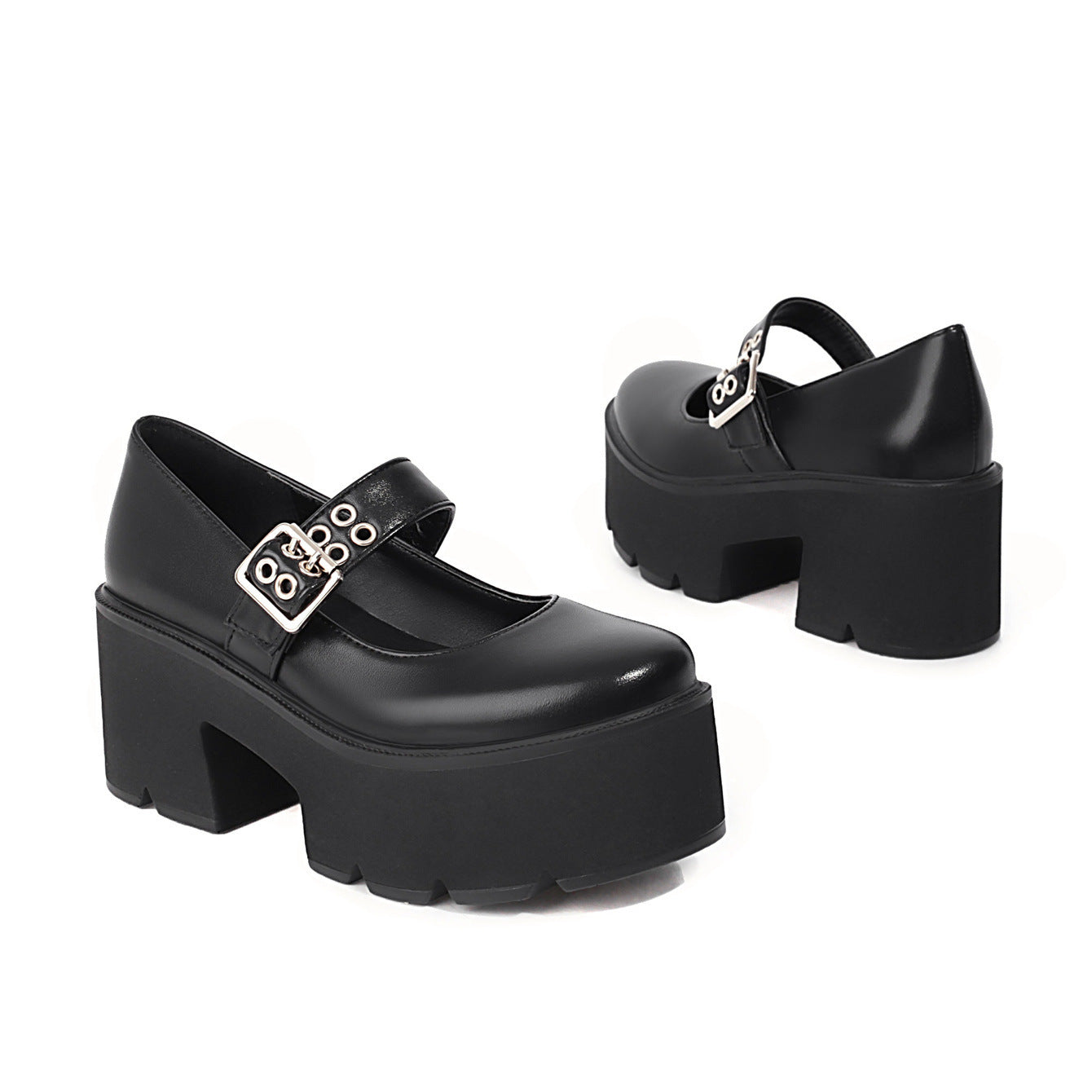 New Foreign Trade Fashion High Heel Water Platform Women'S Shoes 40-43 Large Belt Buckle Shallow Mouth Single Shoes