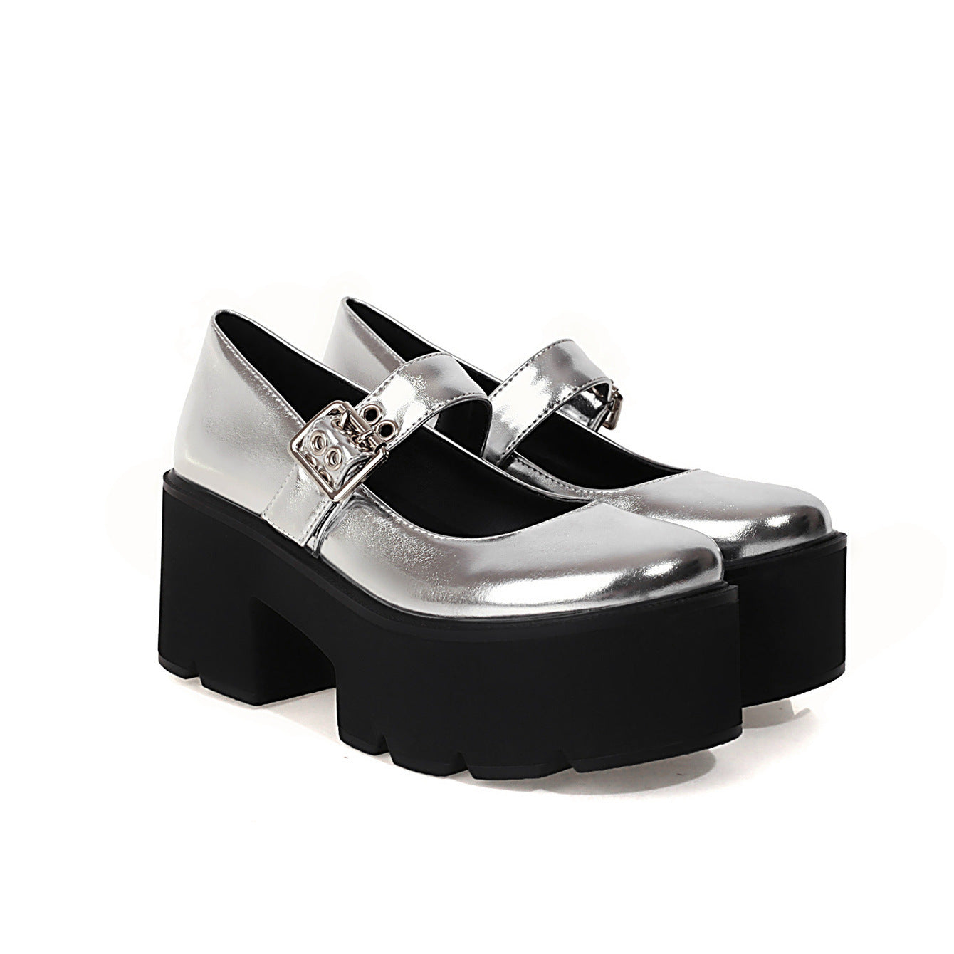 New Foreign Trade Fashion High Heel Water Platform Women'S Shoes 40-43 Large Belt Buckle Shallow Mouth Single Shoes