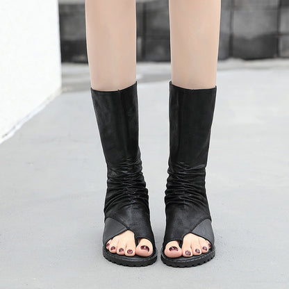 Long Cold Boots With Wedges And Inner Heighten Sandals For Women