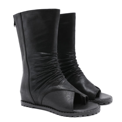 Long Cold Boots With Wedges And Inner Heighten Sandals For Women