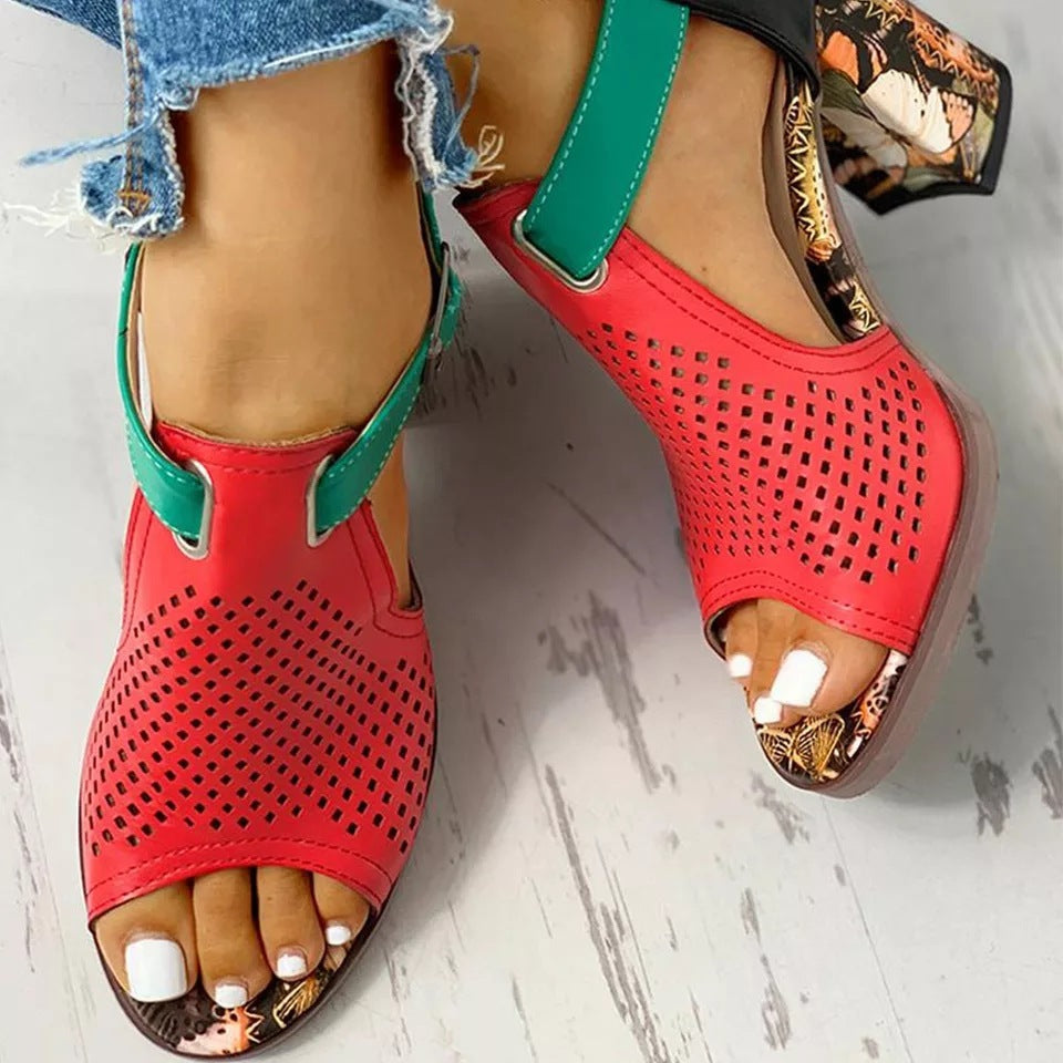 Fish Mouth Large Size Sandals Thick Heel Women's Shoes High Heels