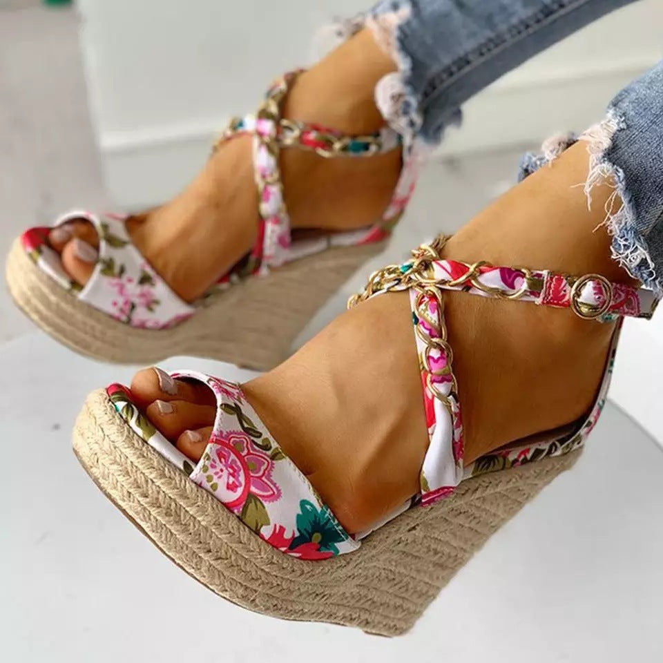 Zapatos de mujer de talla grande Zapatos de mujer con tacón de cuña Sandalias de verano