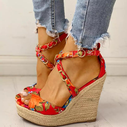 Zapatos de mujer de talla grande Zapatos de mujer con tacón de cuña Sandalias de verano