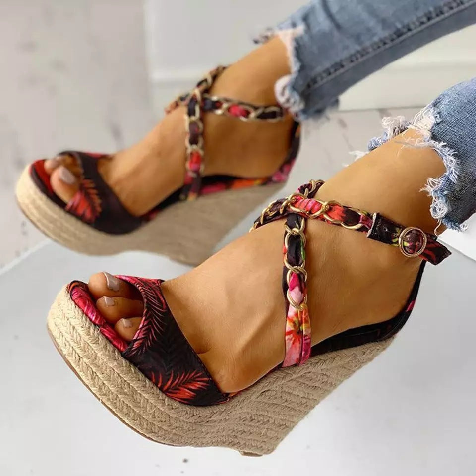 Zapatos de mujer de talla grande Zapatos de mujer con tacón de cuña Sandalias de verano