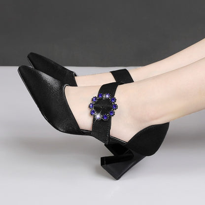 Korean Sexy Rhinestone Buckle High Heels