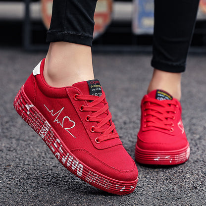 New Big Red Canvas Shoes Female Korean Version All-Match Breathable Cloth Shoes Low-Top Sneakers