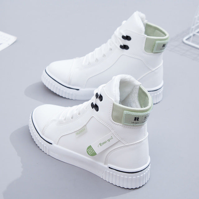 High-Top White Sports Sneakers