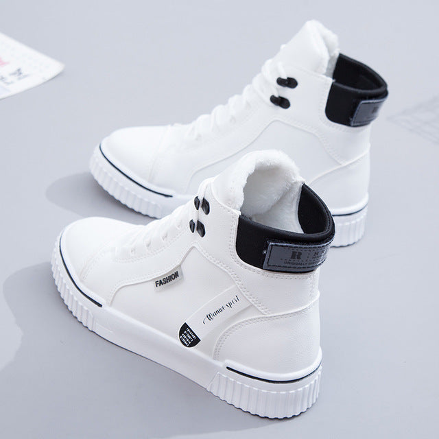 High-Top White Sports Sneakers