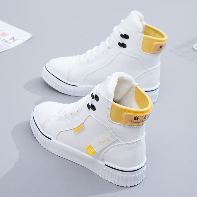 High-Top White Sports Sneakers