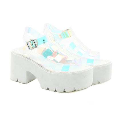 European And American Personality Colorful White Platform Sandals Plus Size Women's Shoes