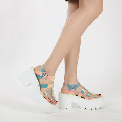 European And American Personality Colorful White Platform Sandals Plus Size Women's Shoes