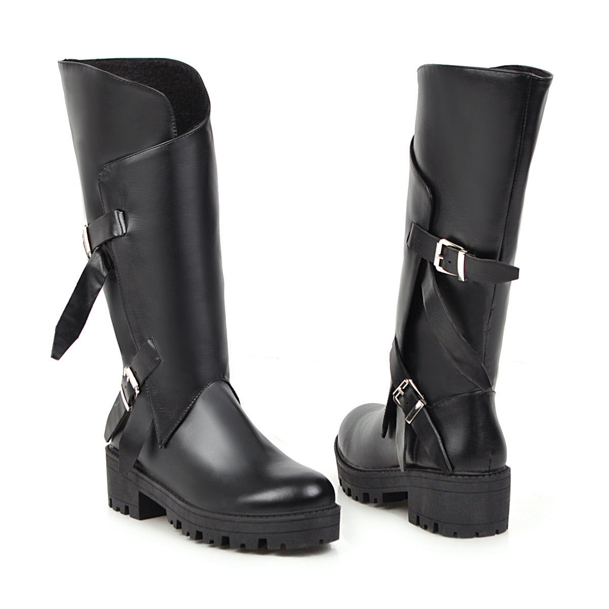 Foreign Trade Comfortable Square Heel Mid-Heel Water Platform 40-46 High Top Knight Boots