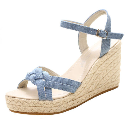 Vache Apportez Soigneusement Espadrille Talon Compensé Plateforme Chaussures Femme Sandales En Paille