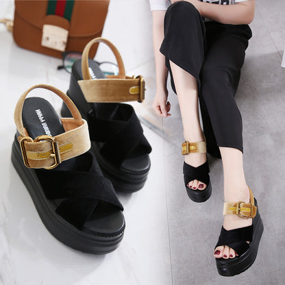 Velvet Buckle High-heeled Women's Sandals