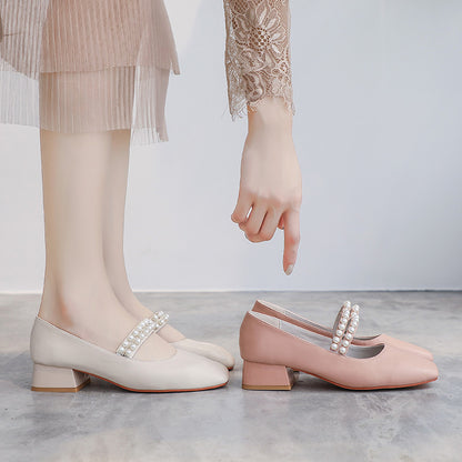 All-match Thick-heeled Mid-heel Fairy Lady Evening Gentle Wind Grandma Mary Jane Shoes