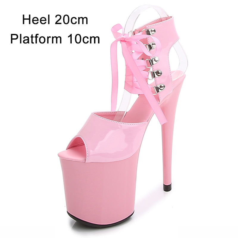 Fish Mouth Women's Summer Super High Heel Sandals Hollow Stiletto Heels