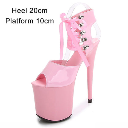 Fish Mouth Women's Summer Super High Heel Sandals Hollow Stiletto Heels