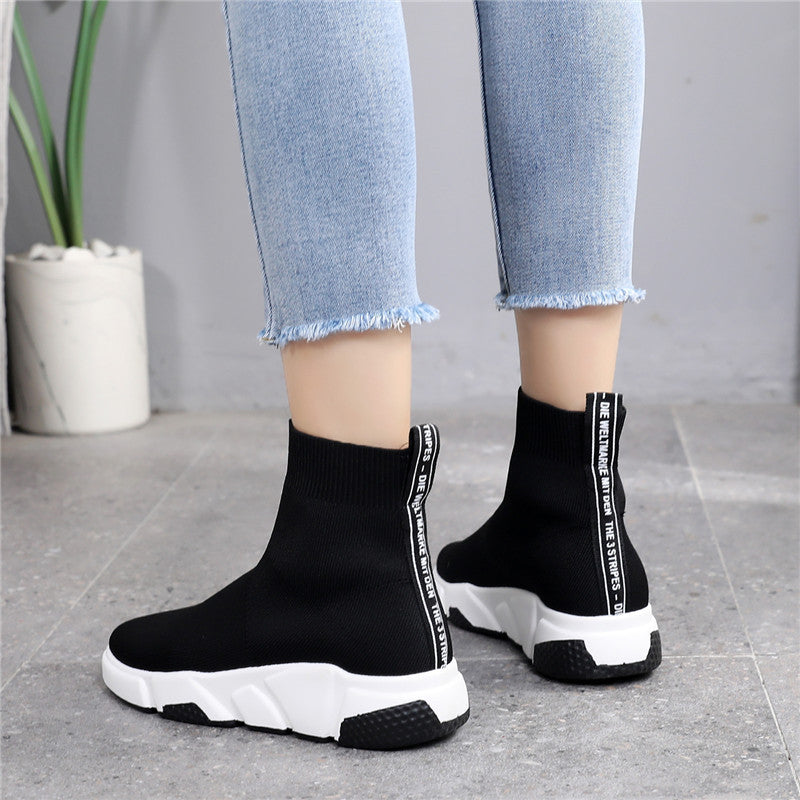 Calcetines elásticos, zapatos para mujer, versión coreana de primavera, nuevas botas cortas deportivas casuales