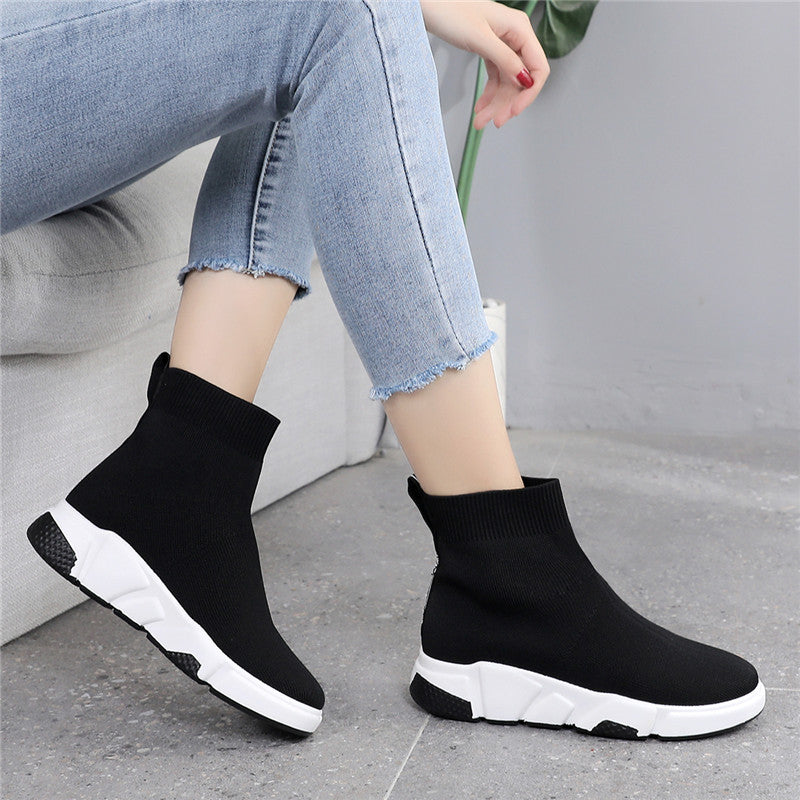 Calcetines elásticos, zapatos para mujer, versión coreana de primavera, nuevas botas cortas deportivas casuales