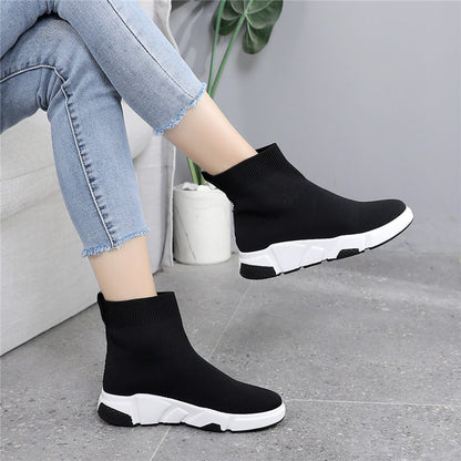 Calcetines elásticos, zapatos para mujer, versión coreana de primavera, nuevas botas cortas deportivas casuales