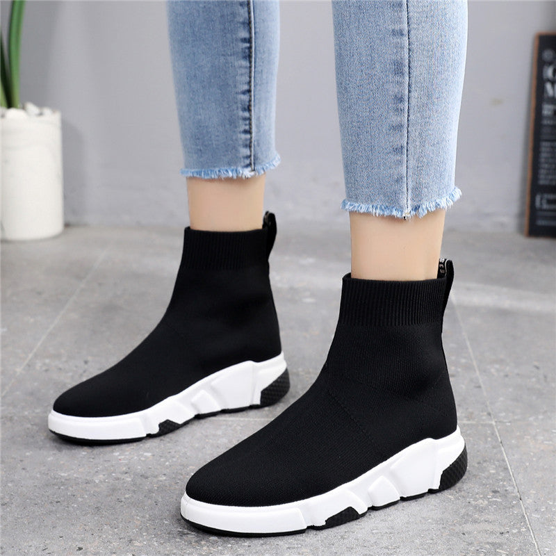 Calcetines elásticos, zapatos para mujer, versión coreana de primavera, nuevas botas cortas deportivas casuales