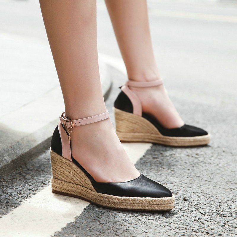 Escarpins pour femmes Dorsay Wedge Espadrille Bride à la cheville