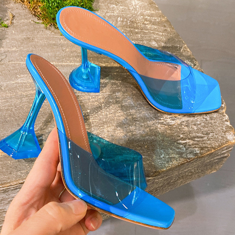 Pantuflas de cristal transparente con cristales para mujer para verano