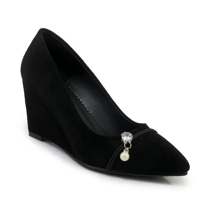 Fashion All-match Rhinestones Were Thin Suede Pointed High Heels