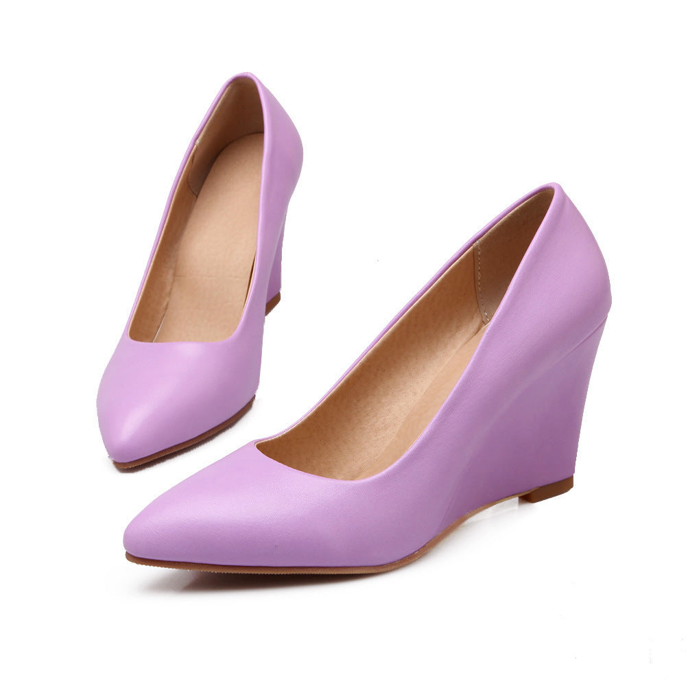 New Foreign Trade High-heeled Wedge-heeled Shallow Pointy Shoes