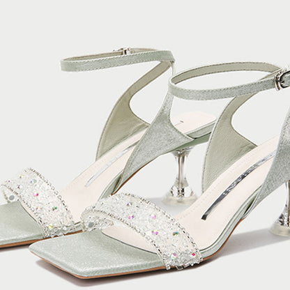 High-heel Stiletto Sandals With Rhinestones