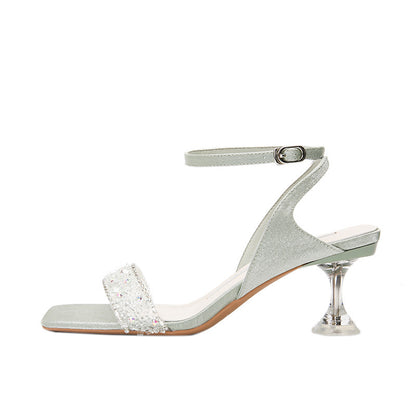 High-heel Stiletto Sandals With Rhinestones