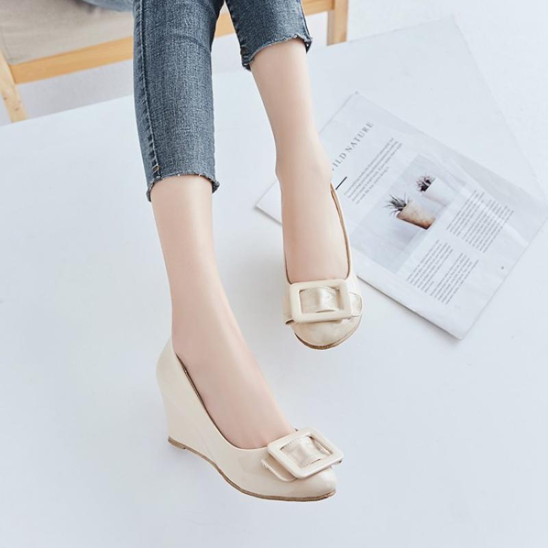 Bright Leather Wedding Shoes Bridesmaid Work Wedge Heel