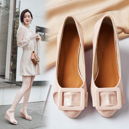 Bright Leather Wedding Shoes Bridesmaid Work Wedge Heel