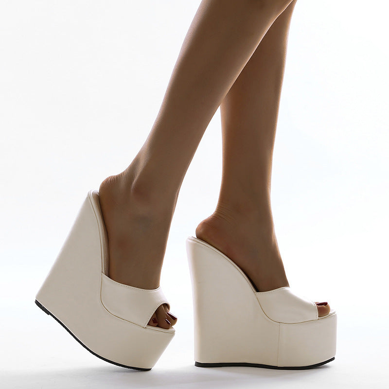 Early Spring Simple High-heeled Wedge Slippers